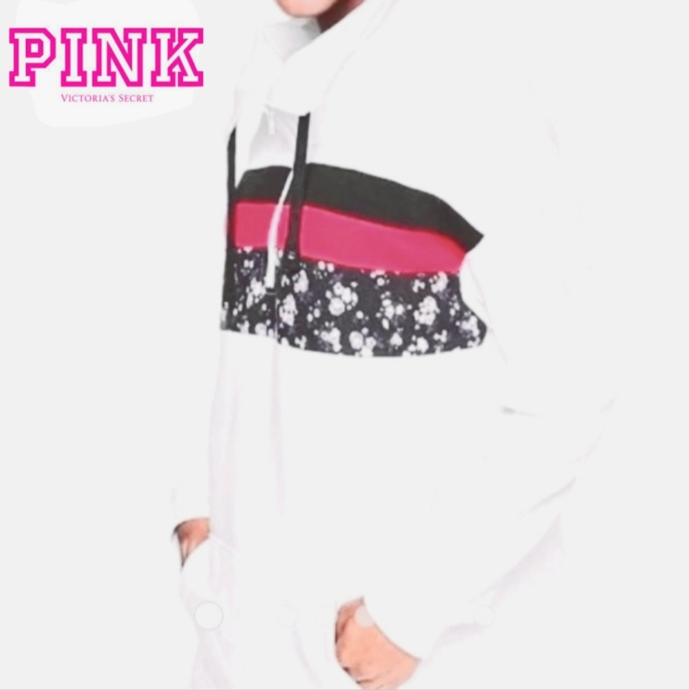 PINK Victoria's Secret Colorblock Floral Vintage Hoodless Sweatshirt Siz…